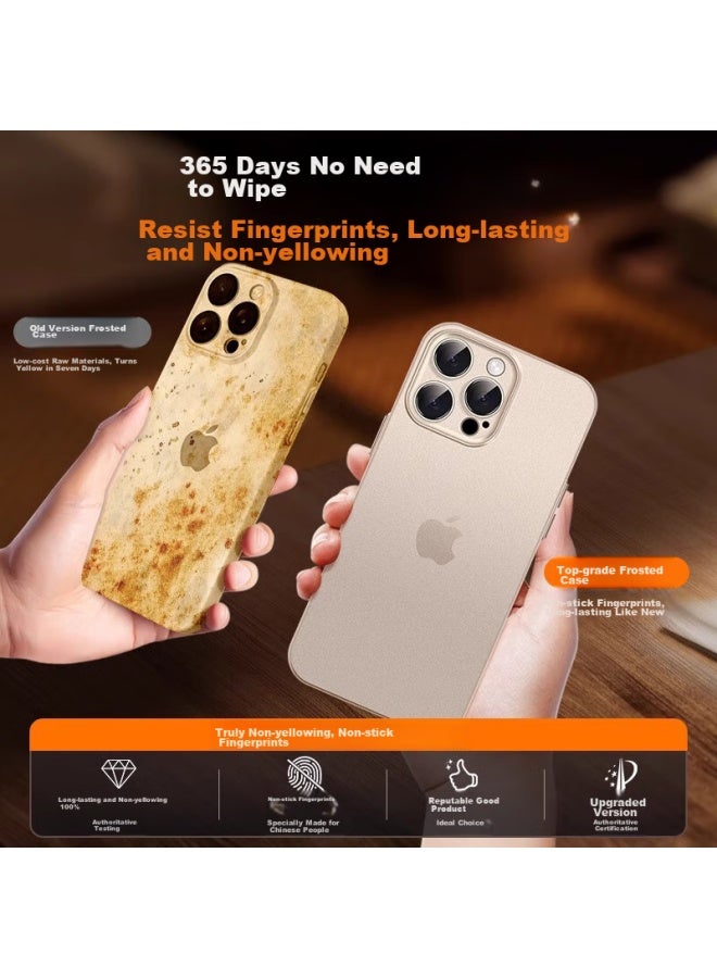 Divi Phone Case For Apple Iphone 16 Pro, Full Protection Ultra-thin Frosted Semi-transparent Shockproof Hard Shell For Men And Women, Titanium Gold - Image 4