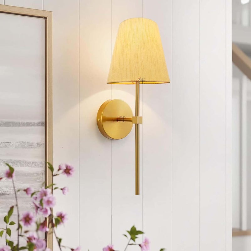 VRCT VRCT Wall Sconces Retro Industrial Wall Lamps Bathroom Vanity Sconces Wall Lighting with White Fabric Shade Suitable for Bedroom Living Room Corridor Kitchen Pack of 1  - Image 1