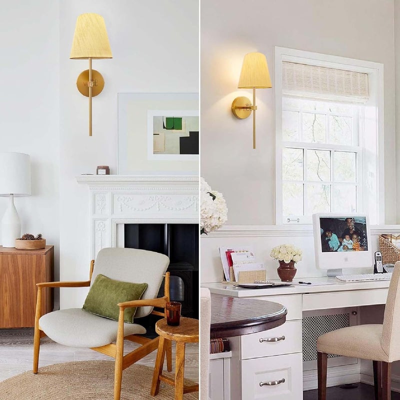 VRCT VRCT Wall Sconces Retro Industrial Wall Lamps Bathroom Vanity Sconces Wall Lighting with White Fabric Shade Suitable for Bedroom Living Room Corridor Kitchen Pack of 1  - Image 2