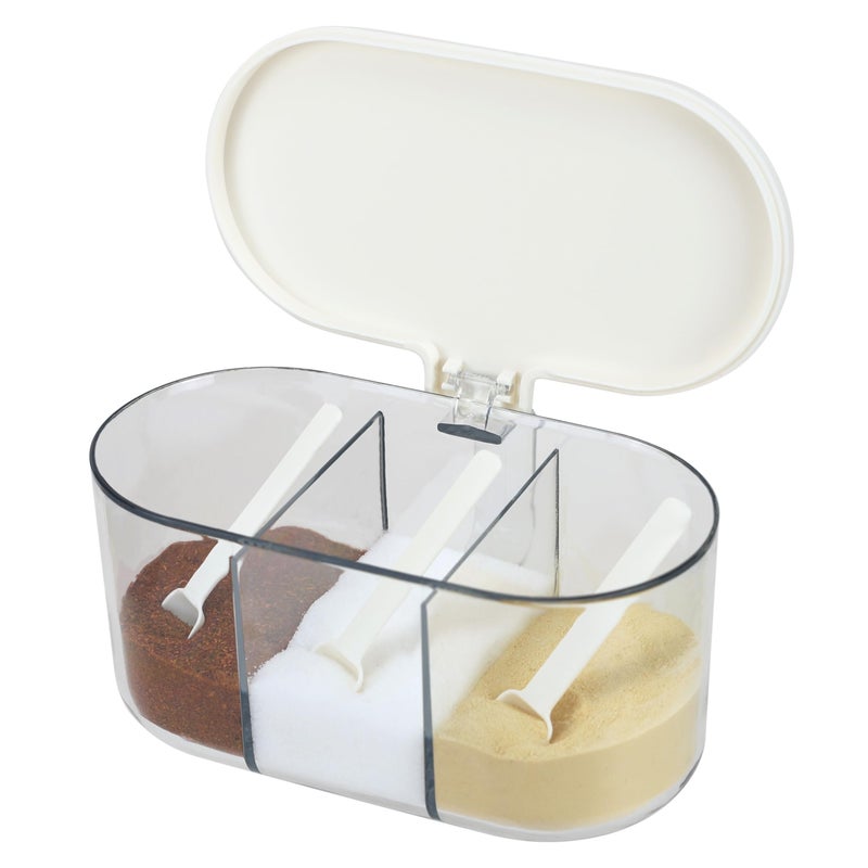EIKS Seasoning Box Condiment Canisters with Lid & Spoons for Serving & Storing Salt Sugar Spice Pepper Seasoning, Working for Home Kitchen Coffee Restaurant - Image 1