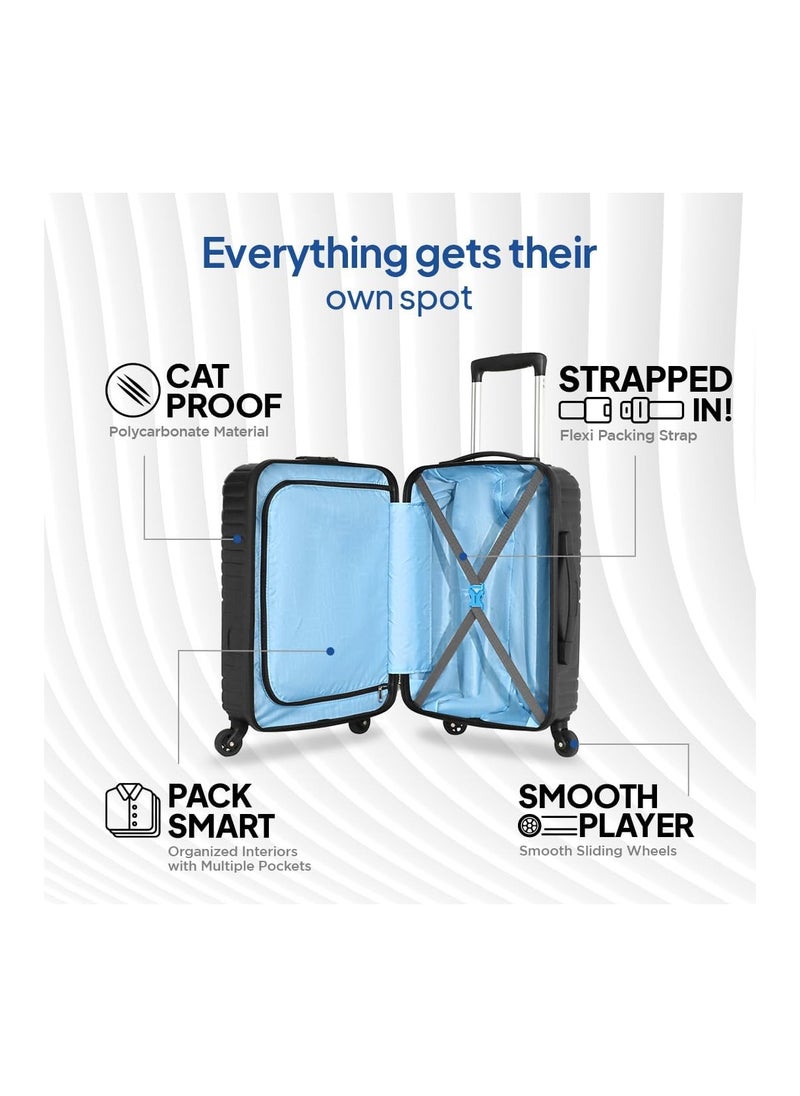 AMERICAN TOURISTER American Tourister Ivy Nxt 68cm Medium Hardside Polycarbonate Check-in Suitcase with Multi-Stage Telescopic Trolley and Mounted TSA Lock for Women & Men - Black  - Image 3