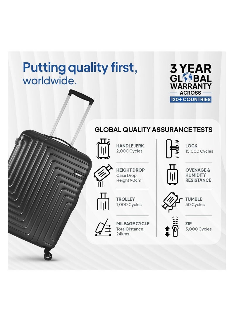 AMERICAN TOURISTER American Tourister Ivy Nxt 68cm Medium Hardside Polycarbonate Check-in Suitcase with Multi-Stage Telescopic Trolley and Mounted TSA Lock for Women & Men - Black  - Image 5