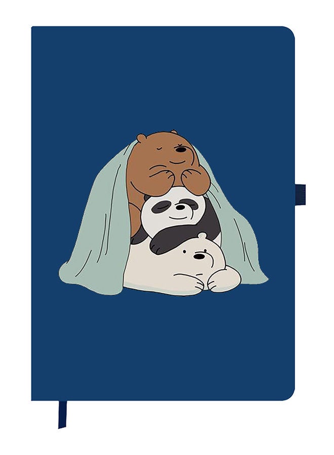 Theodor Designer A5 Thick Blue Hardcover Notebook 3 Panda Sitting - Image 1