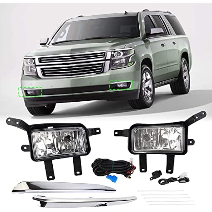 DYRDINSHOW Fog Lights Compatible With Chevy Tahoe Suburban 2015 2016 2017 2018 2019 2020 Driving Fog Lights One PairWiringSwitch Kit Oe Gm2592311 Gm2593311 - Image 1