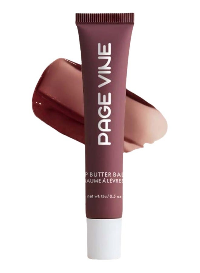 PAGE VINE Lip Butter Balm - Lip Conditioning Lip Mask and Lip Balm for Instant Moisture, Shine and Hydration - Sheer-Tinted, Soothing Lip Care #07 - Image 1