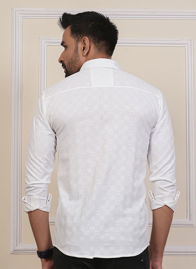 BADLAND Classic Fit Geometric Self Design Casual Shirt - Image 4