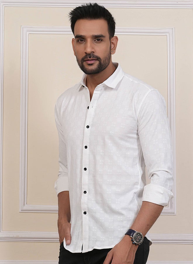 BADLAND Classic Fit Geometric Self Design Casual Shirt - Image 3