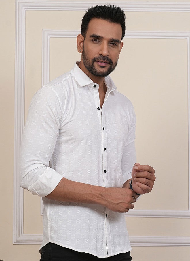 BADLAND Classic Fit Geometric Self Design Casual Shirt - Image 2