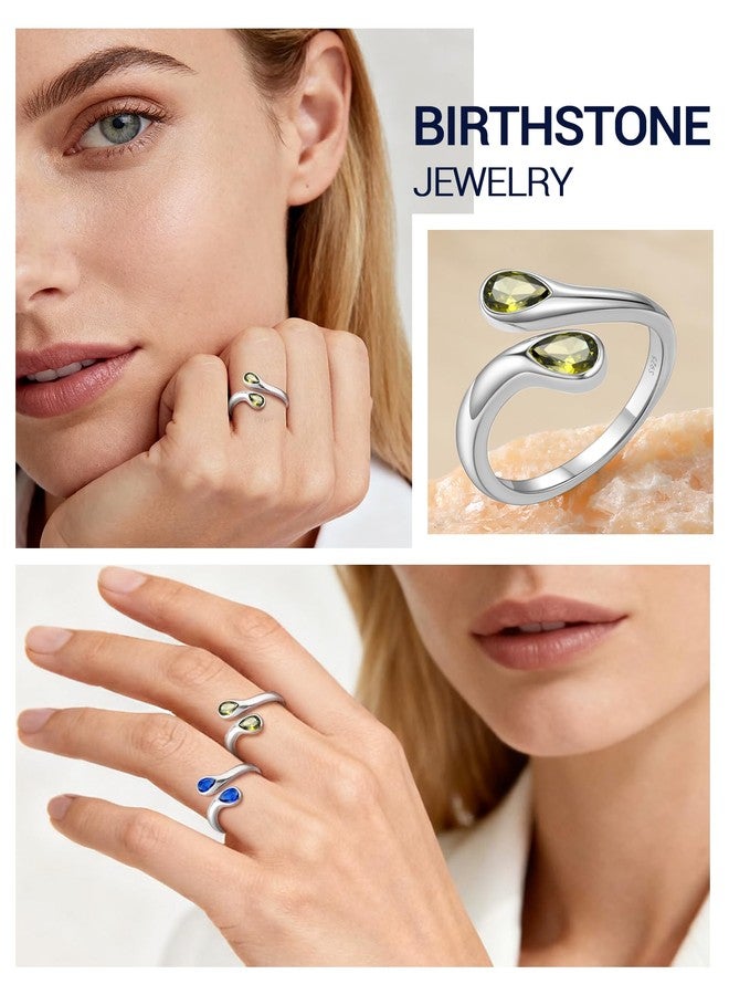 PROSILVER 940 Sterling Silver Birthstone Ring for Women Adjustable Rings - Image 3