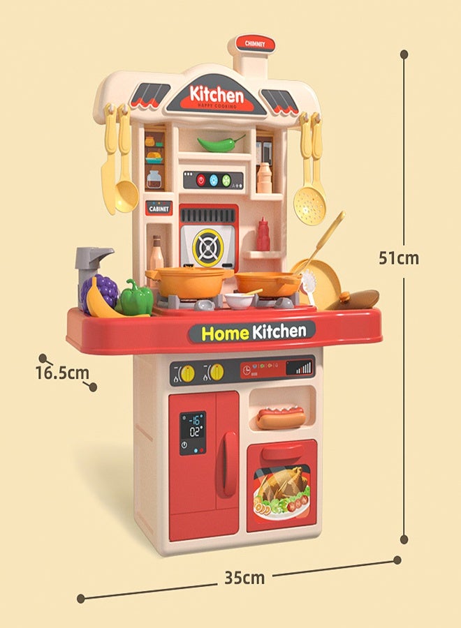 Kids Kitchen Play Set, Interactive Kids Kitchen Play Set with 31Pcs of Pretend Kitchen Toys,Realistic Sound Effects，and Simulated Functionality - Suitable for Toddlers Aged 3+ Years,Kids Pretend Kitchen Toys - Image 2