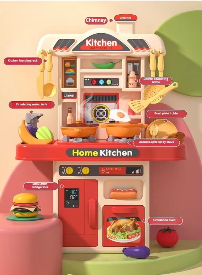 Kids Kitchen Play Set, Interactive Kids Kitchen Play Set with 31Pcs of Pretend Kitchen Toys,Realistic Sound Effects，and Simulated Functionality - Suitable for Toddlers Aged 3+ Years,Kids Pretend Kitchen Toys - Image 3