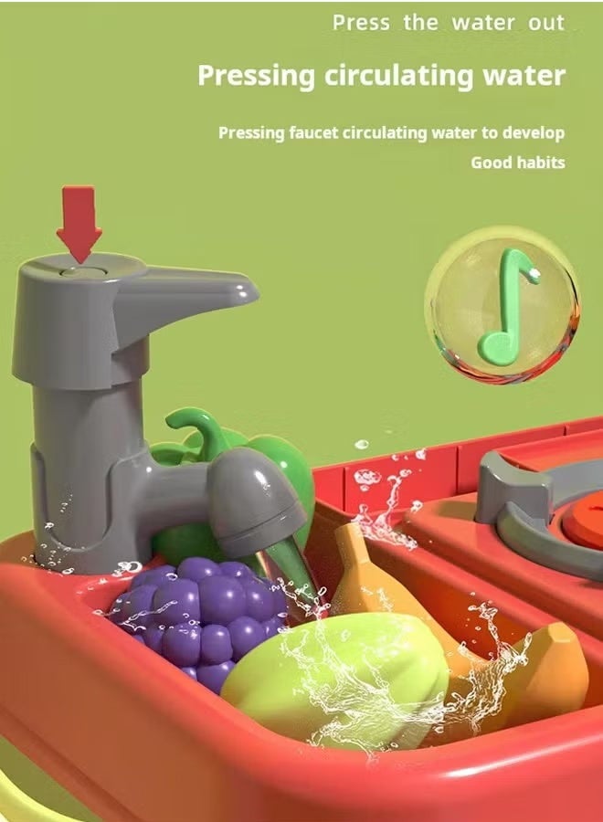 Kids Kitchen Play Set, Interactive Kids Kitchen Play Set with 31Pcs of Pretend Kitchen Toys,Realistic Sound Effects，and Simulated Functionality - Suitable for Toddlers Aged 3+ Years,Kids Pretend Kitchen Toys - Image 5