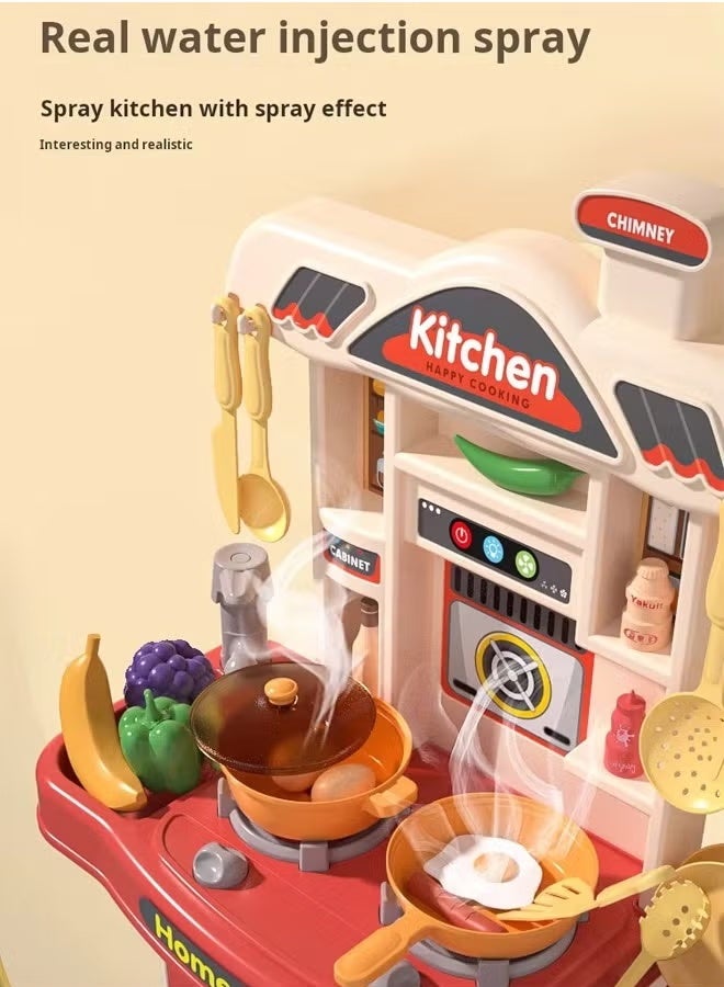 Kids Kitchen Play Set, Interactive Kids Kitchen Play Set with 31Pcs of Pretend Kitchen Toys,Realistic Sound Effects，and Simulated Functionality - Suitable for Toddlers Aged 3+ Years,Kids Pretend Kitchen Toys - Image 4