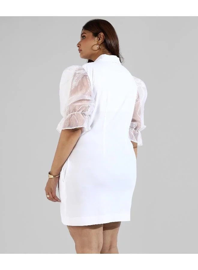 Instafab Plus Instafab Plus Women Solid Net sleeve Stylish Casual Dresses