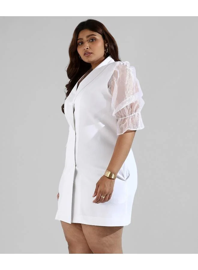 Instafab Plus Instafab Plus Women Solid Net sleeve Stylish Casual Dresses