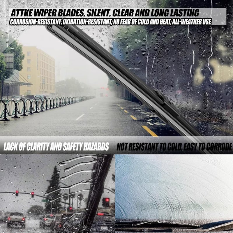 ATTKE OEM Quality Front Windscreen Wiper Blades (20″+18″ Front Windshield Wiper Blade Set) - Image 5