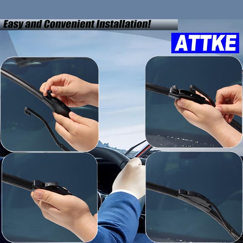 ATTKE OEM Quality Front Windscreen Wiper Blades (20″+18″ Front Windshield Wiper Blade Set) - Image 3