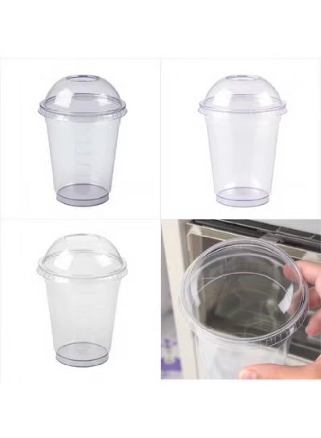 Kayan 12 oz Clear Juice Cups with Lids – Strong Disposable Cold Drink Cups – 50 Pieces - Image 5