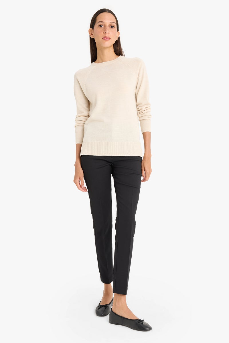 DeFacto Beige Woman Relax Fit Crew Neck Knitwear Pullover Casual - Image 2