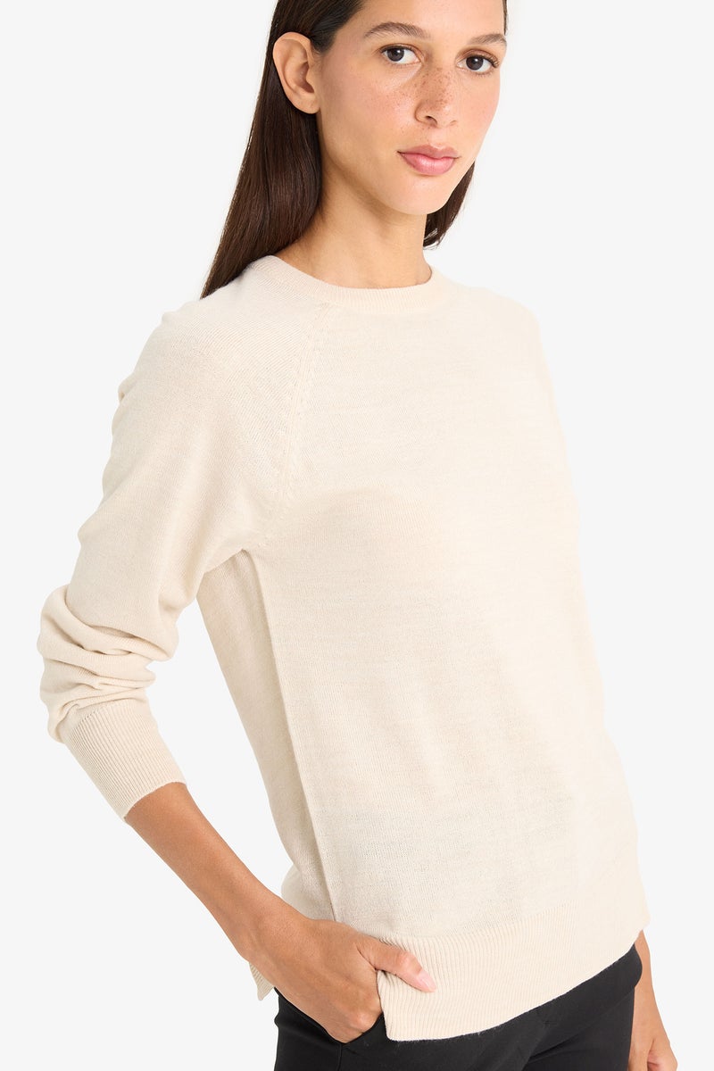 DeFacto Beige Woman Relax Fit Crew Neck Knitwear Pullover Casual - Image 1
