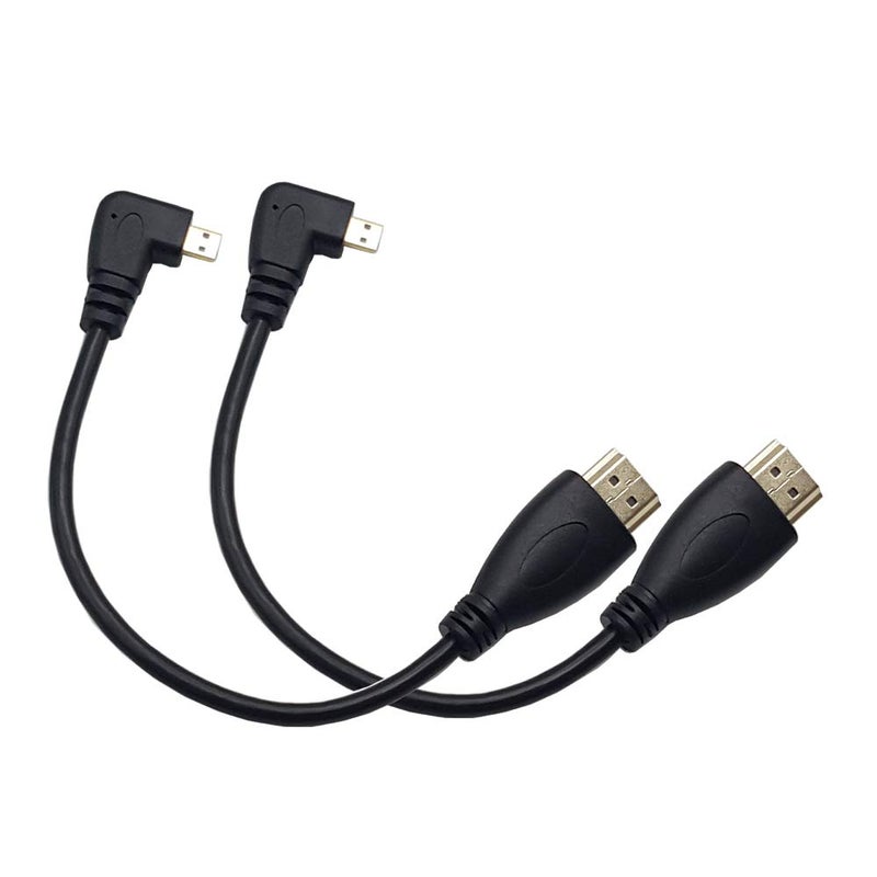 Seadream Angled Micro HDMI to HDMI Cable 2pcs 8 inch 90 Degree Right Angle Micro HDMI Male to HDMI Male Cable Connector (2pcs Right Angled) - Image 1
