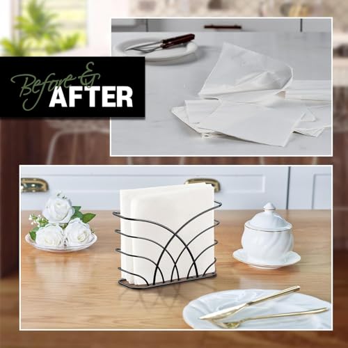 CentraLit Modern Napkin Holder for Dining Table - Kitchen Napkin Holder Tissue Paper Stand for Kitchen, Table, Home Décor, Restaurant, Tissue Dispenser Organizer for Tables, Kitchen (Black) - Image 5