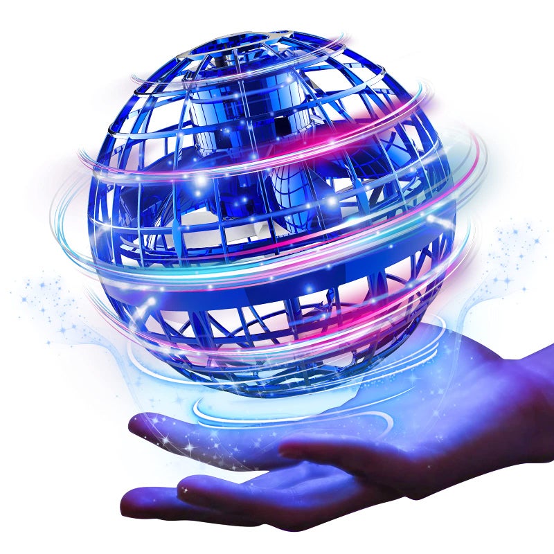 Ciniffo Flying Orb Ball Toy 2025 Light Up Hand Controlled Boomerang Spinner Mini Drone Toy Hover Cosmic Globe Ball Cool Christmas Birthday Gift for Boys Girls Teens Ages 6 Blue - Image 4