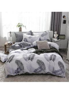 4-Piece Bedding Set Sheet set Comforter Set Luxurious Cotton and Soft Microfiber with 1 Duvet/Quilt Cover And 1 Flat sheet And 2 Pillowcases King 2.2m bed (220*240cm)