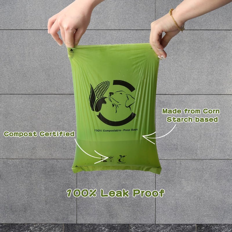Codirom Certified Compostable Dog Poop Bags, 270 Count Landfill Friendly and Leakproof Waste Bags, Easy Open Unscented Forest Green Poop Bag for Dog, 15 Doggy Bags Per Roll (18 rolls) - Image 3