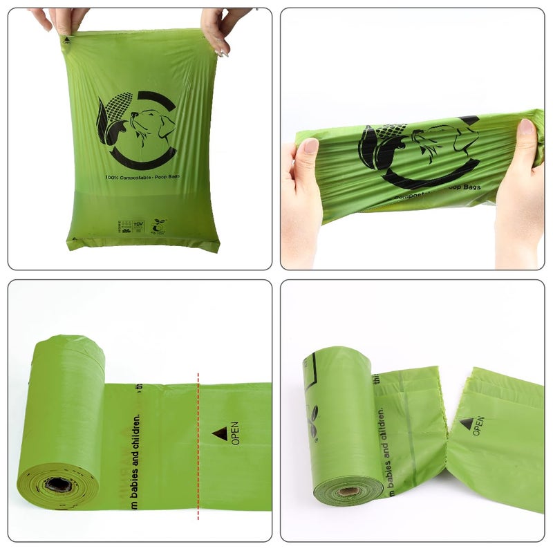 Codirom Certified Compostable Dog Poop Bags, 270 Count Landfill Friendly and Leakproof Waste Bags, Easy Open Unscented Forest Green Poop Bag for Dog, 15 Doggy Bags Per Roll (18 rolls) - Image 4