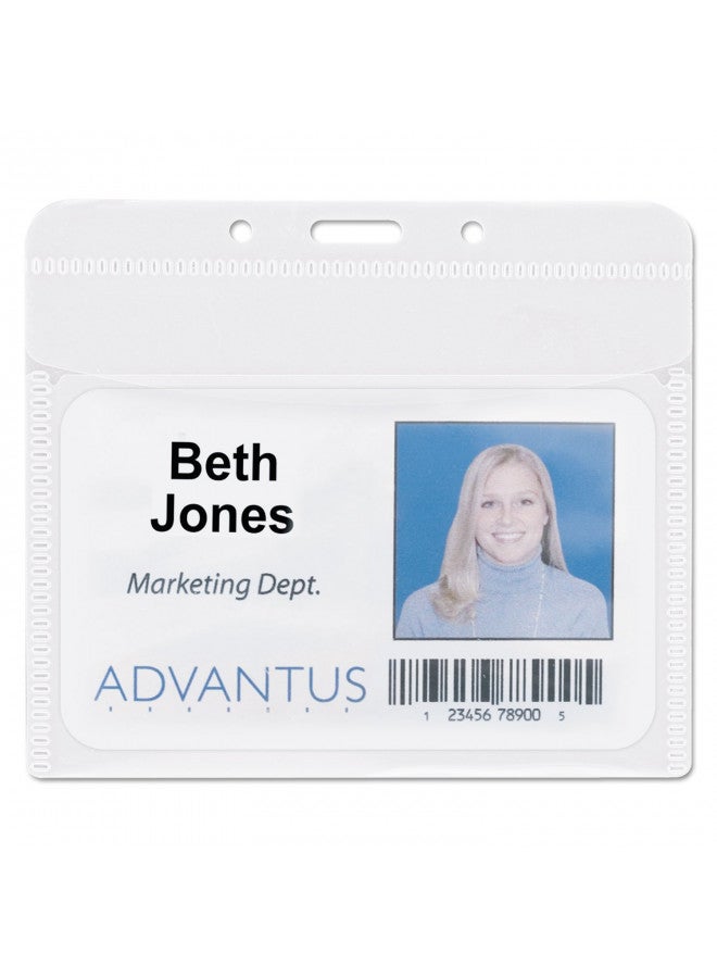 ADVANTUS PVC-Free Badge Holders, Horizontal, 4 x 3" Insert Size, Pack of 50 Holders (75603) - Image 1