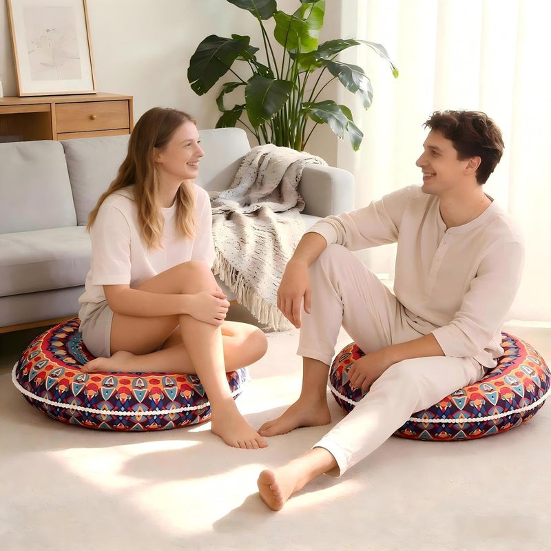 LOVMOC 32 inches Meditation Floor Cushion for Adults, Round Large Thick Floor Pillow, Memory Foam Filling, Red - Image 4
