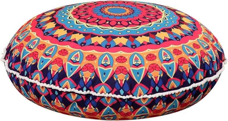 LOVMOC 32 inches Meditation Floor Cushion for Adults, Round Large Thick Floor Pillow, Memory Foam Filling, Red - Image 1