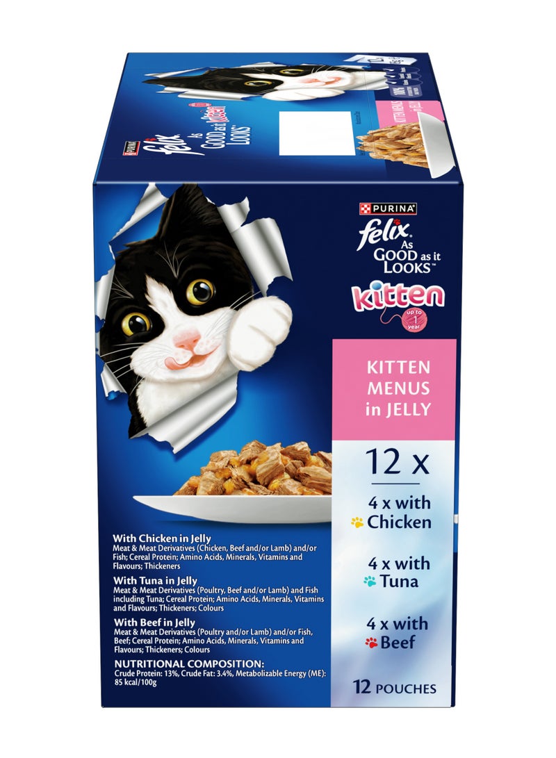 Purina Felix Kitten As Good as it Looks Kitten Menus in Jelly Wet Cat Food 12 x 85g - Image 4