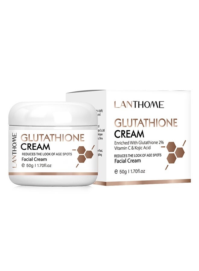 Lanthome Glutathione White Cream, Prevent Aging Moisturizing Skin Brightener Cream, Anti-Wrinkle Face Cream for Women, Dark Spot Remover for Face Light Face Care Cream, Spot Removing Face Cream, 50g - Image 1