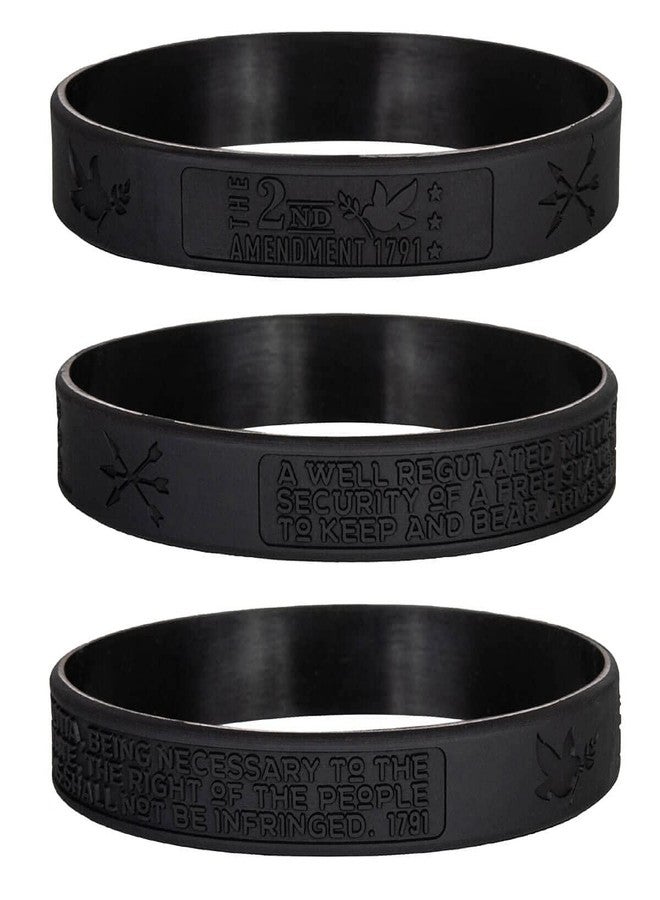 Sainstone The 2nd Amendment 1791 Patriotic Inspirational Silicone Bracelets, Rubber Wristbands Gifts for Patriots, Men, Women, Marine Corps, Army and Sport Fans (Black) - Image 1