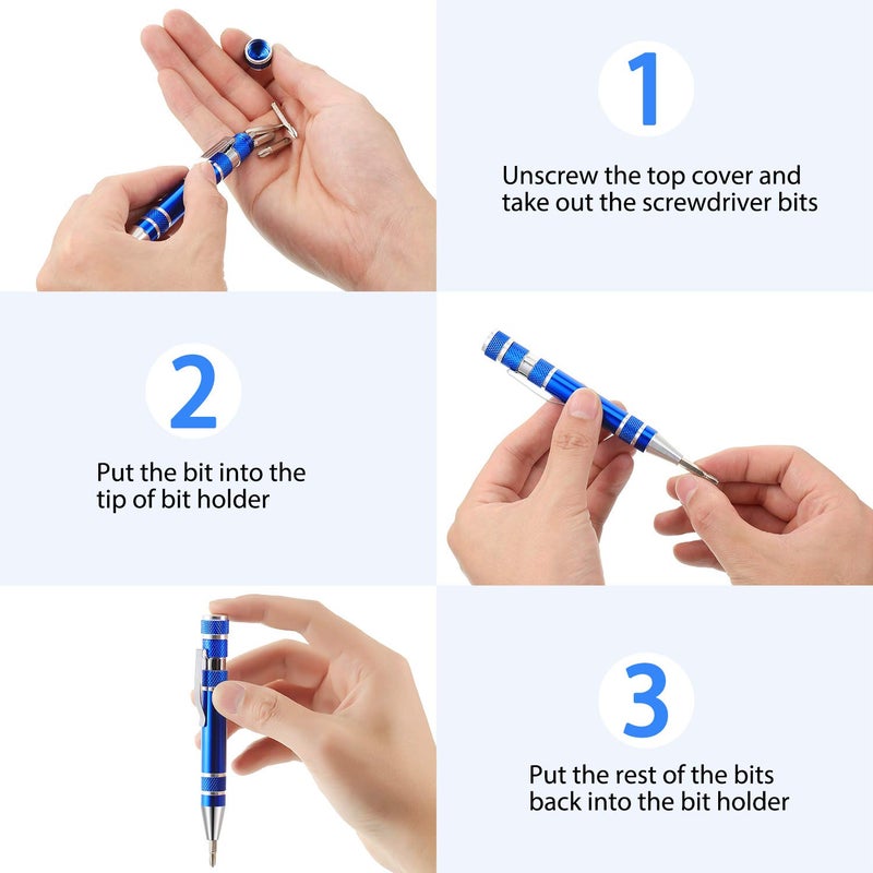 Mudder Mudder Pen Screwdriver Christmas Gifts Multitool Handy Tool 8 in 1 Magnetic Pocket Screwdriver Precision Function for Mini Gadgets(4 Pieces)  - Image 5