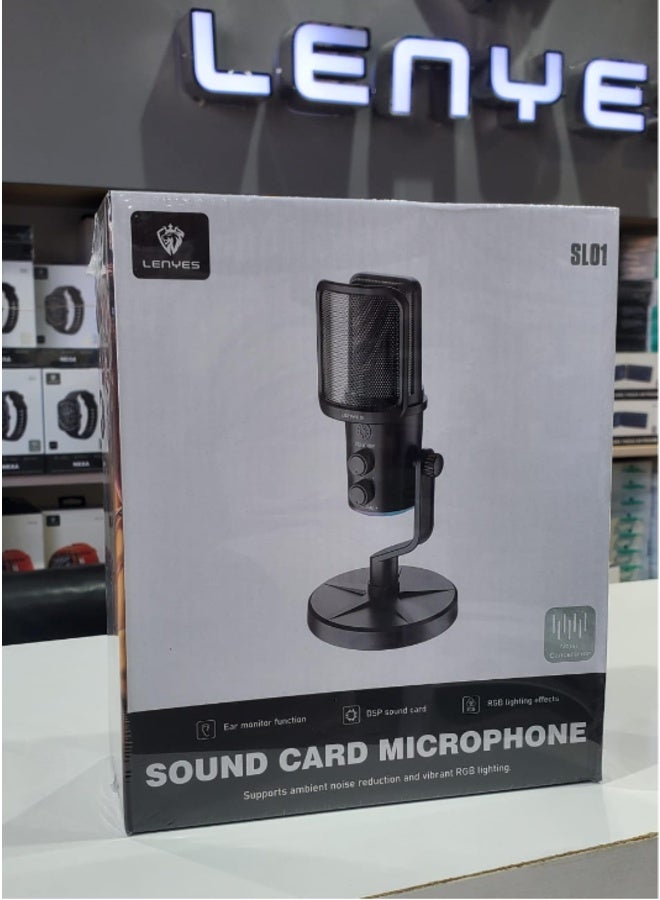 LENYES SL01 USB Condenser Microphone with RGB for Streaming Gaming Recording - Image 4
