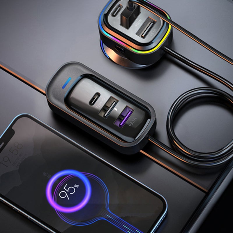 Car USB Chargers Multifunctional Phone Charge Device 18W+15W Quick Charge with 5 Charge Ports Volatge Display for 12-24V Car Truck Van SUV - Image 4