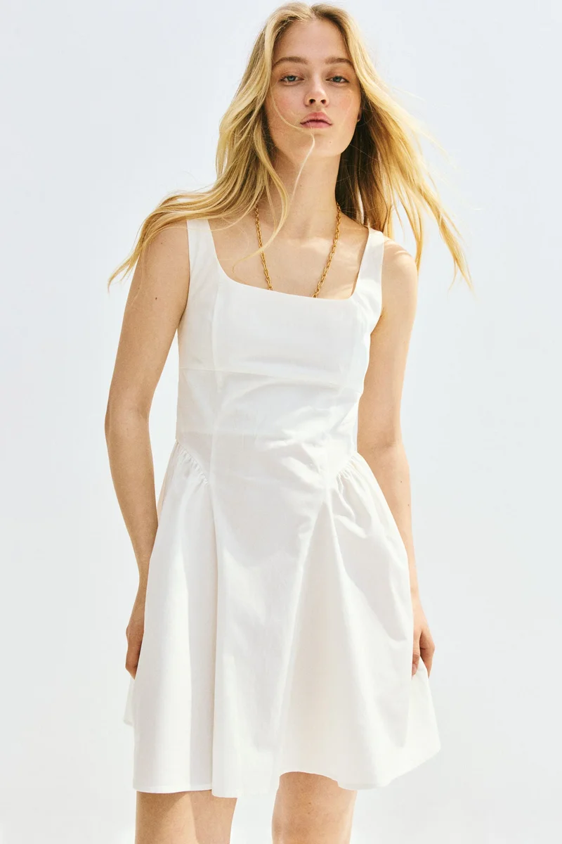 H&M Open-back cotton poplin dress