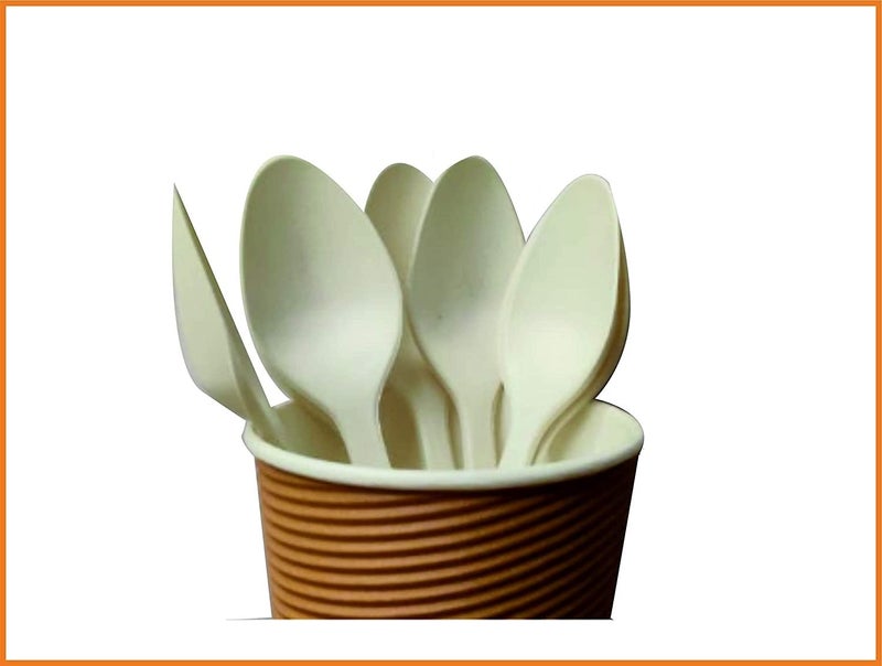G1 Biodegradable Cornstarch Spoons, 160 mm, Natural White, Pack of 50 - Image 3