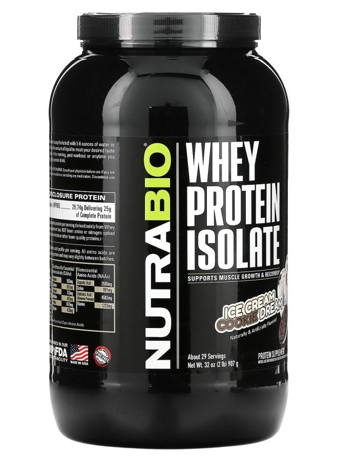 NutraBio Whey Protein Isolate Ice Cream Cookie Dream 2 lb (907 g) - Image 2