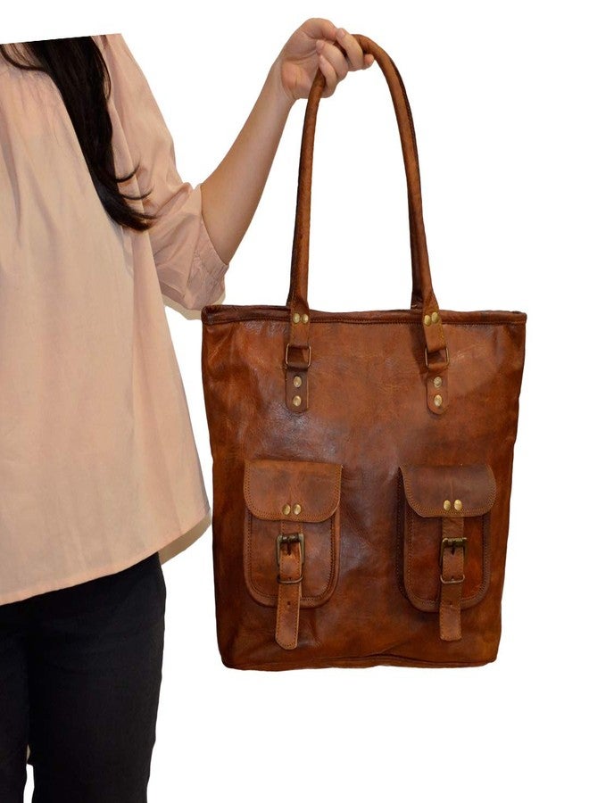 Madosh, Women's Genuine Leather Top Handle Bag Vintage Handmade Medium Purse Tote Shoulder Brown Gifts Handbags - Image 2