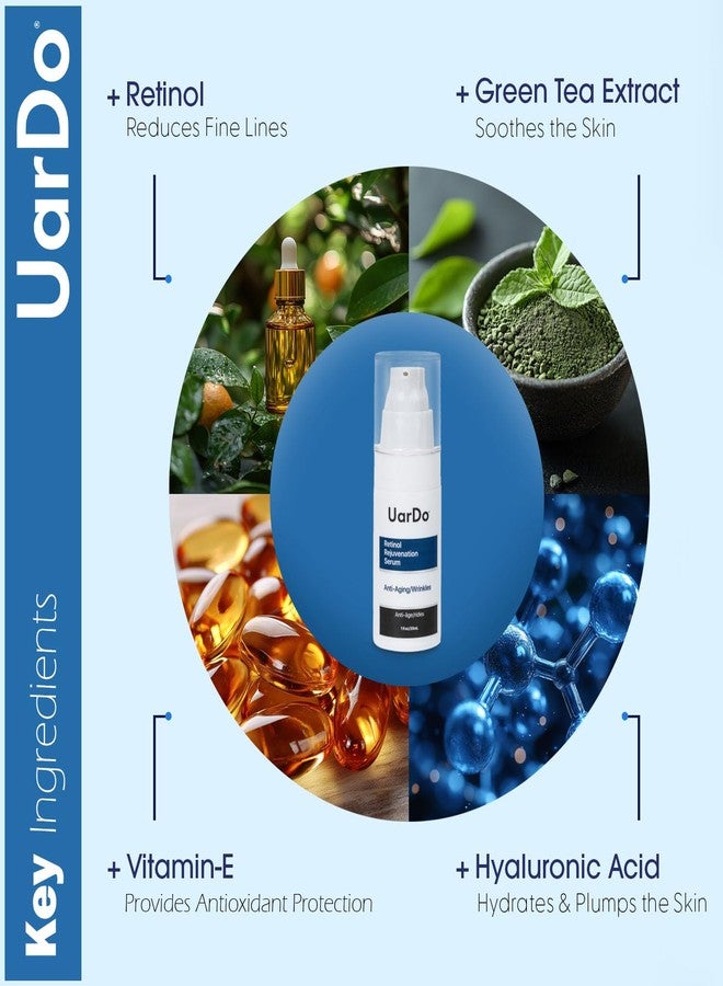 Uardo Retinol Rejuvenation Serum 1 Fl Oz/ 30 ml - usn102 | Smooth Lines & Wrinkles | With Hyaluronic Acid | Moisturizing for the Skin | For Face & Neck | For Women and Men - Image 3
