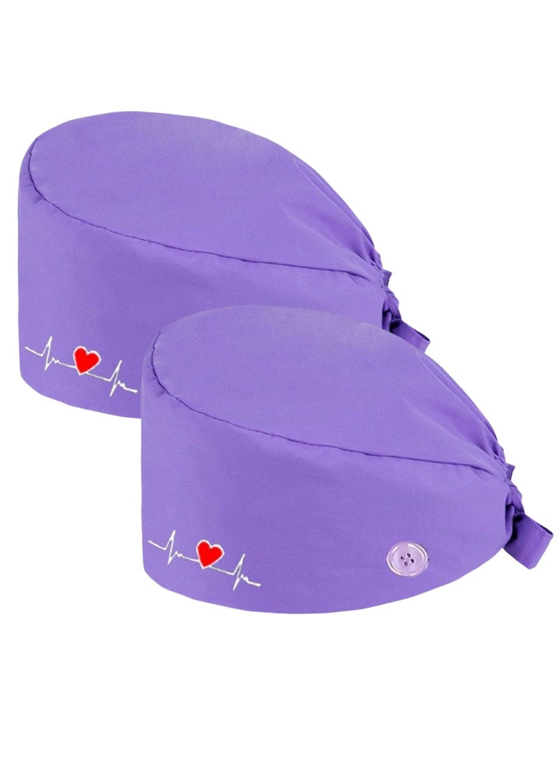 Generic 2 Pack Surgical Caps, Unisex Dental Stomatologist Operating Room Nurse Caps, Adjustable Elastic Nursing Caps with ons and Sweatband, Fluffy Cotton Hats (Purple)  - Image 1