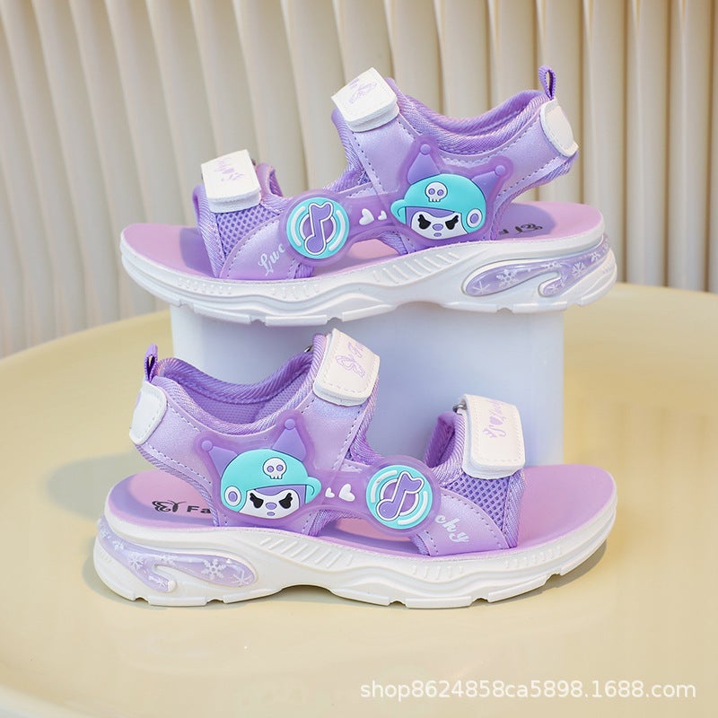 Girls' Open-Toe Sandals 2025 Soft Sole Non-Slip Fashionable All-Match Sports Casual Beach Shoes For Middle And Big Children - Image 1