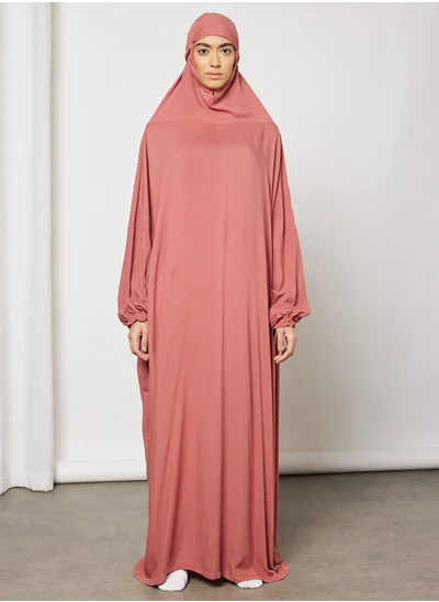 Hayat Praying Dress In Plain Colour With Attached Veil