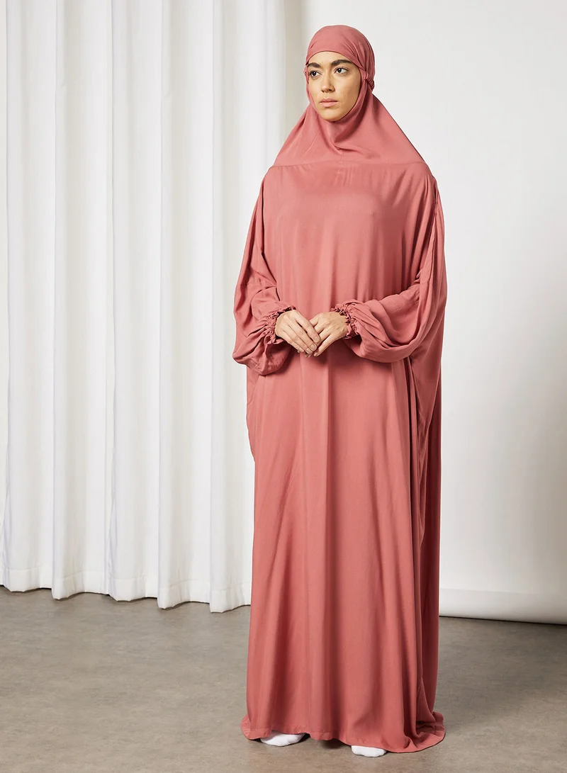 Hayat Praying Dress In Plain Colour With Attached Veil