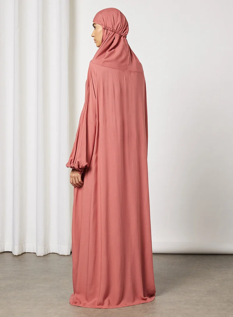 Hayat Praying Dress In Plain Colour With Attached Veil