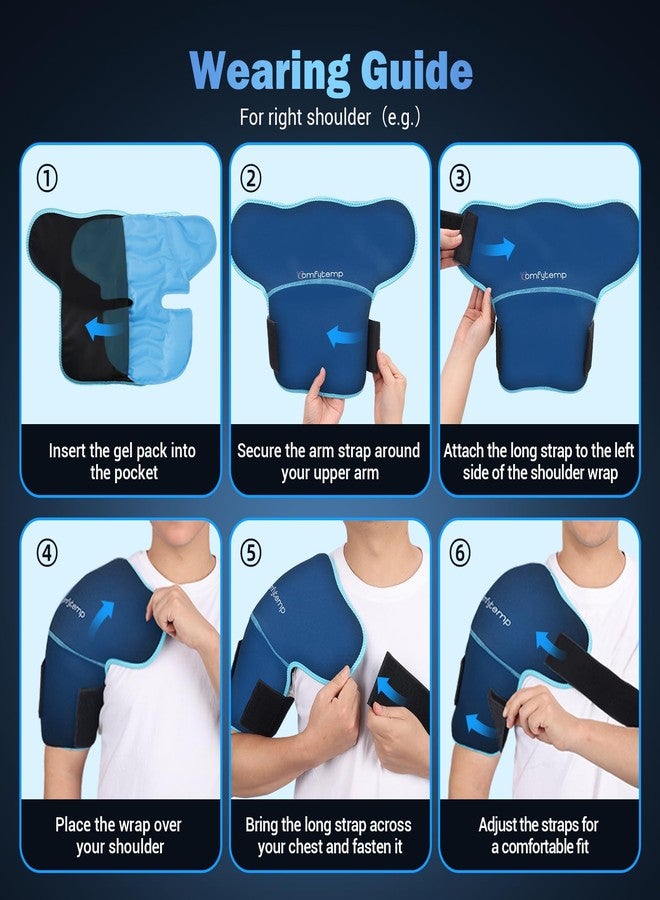 Comfytemp Shoulder Ice Pack Wrap Shoulder Brace Compression Sleeve for Shoulders Pain Relief, 2 Gel Ice Packs for Injuries Reusable, Cold Therapy for Rotator Cuff Recovery, Fathers Day Dad Gifts Men - Image 2